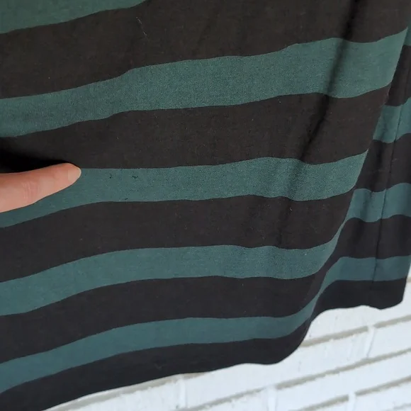 Loft Green and Black Stripe Jersey Knit Dress Tall - Picture 6 of 6
